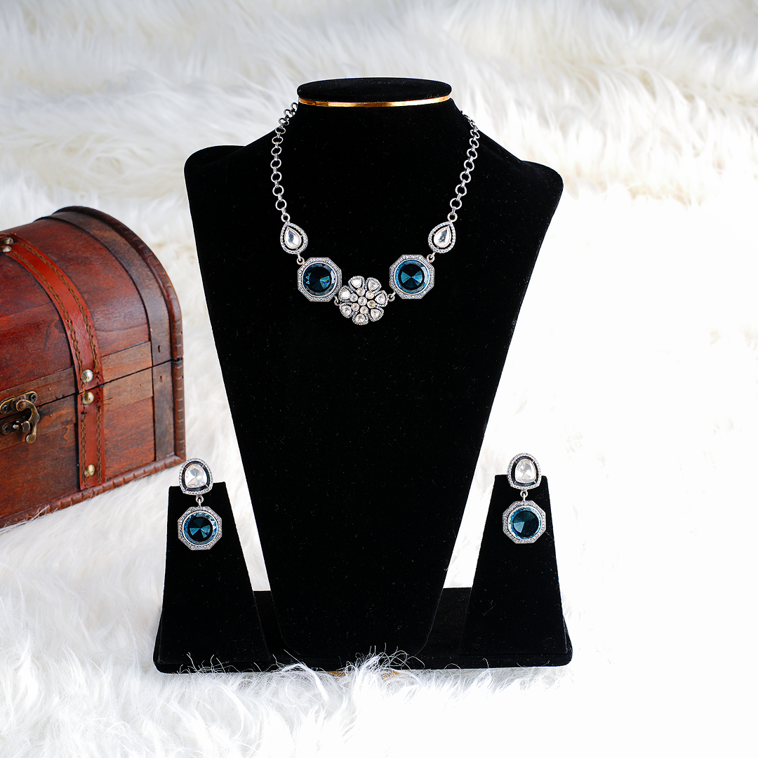 Midnight Elegance Blue Stone Jewelry Set