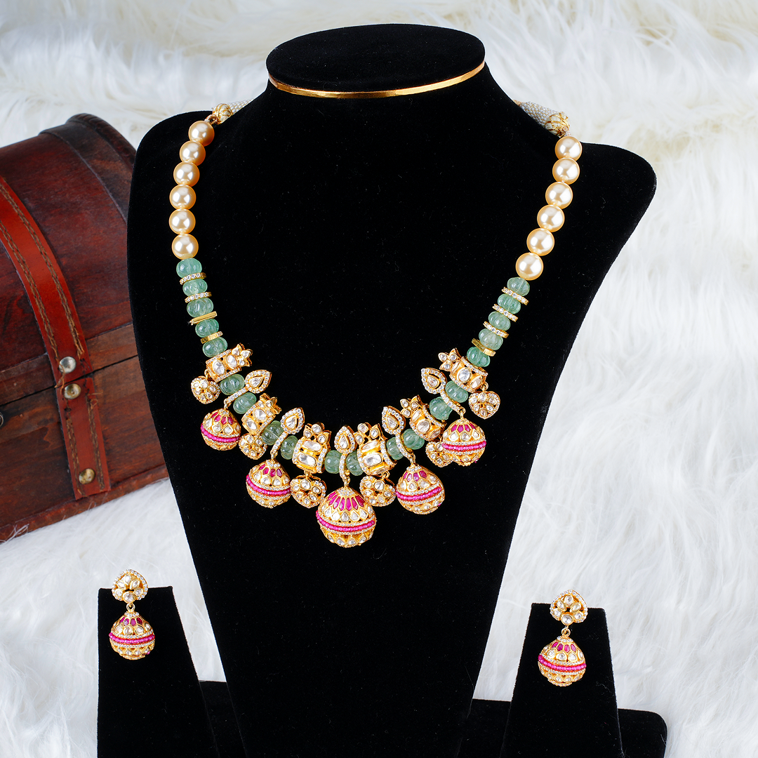 Majestic Kundan and Beaded Jadau Necklace