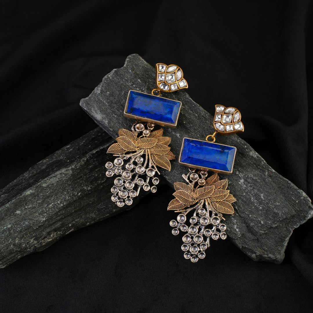 Royal Blue Floral Chandelier Earrings