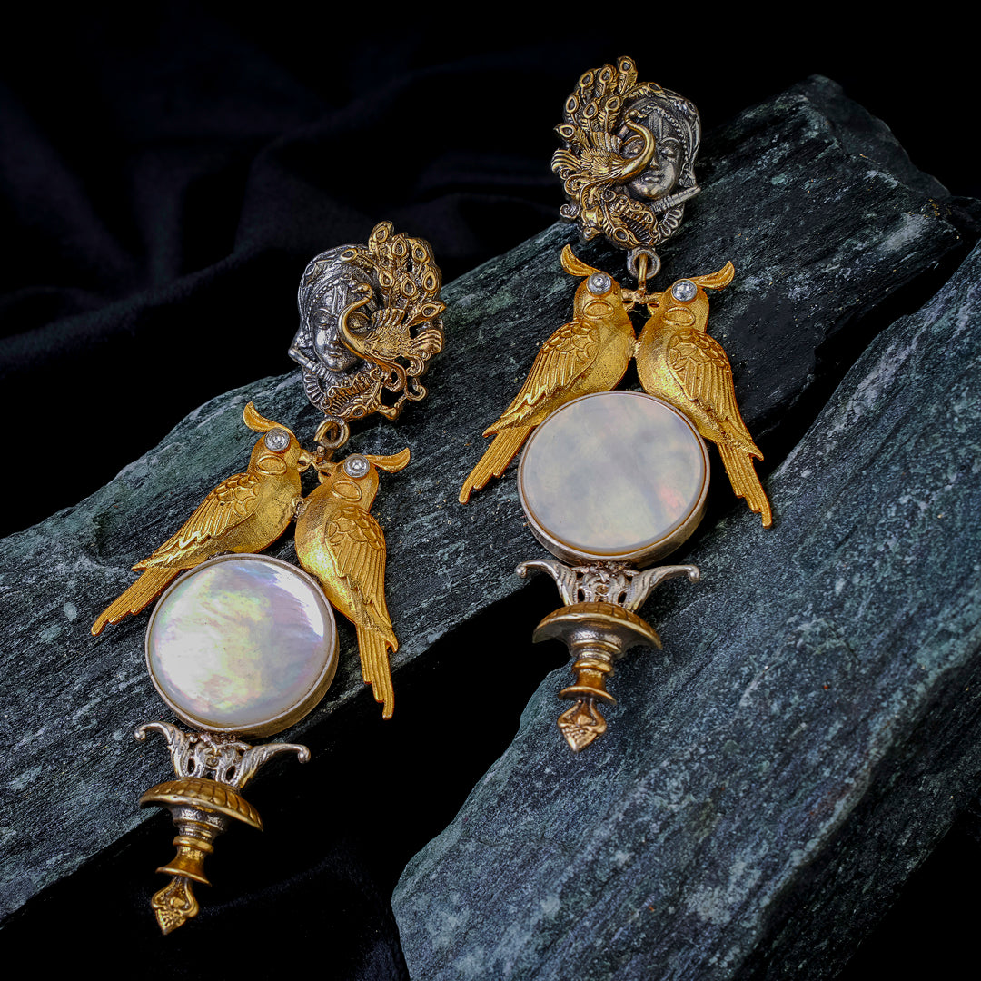 Royal Krishna Peacock MOP Earrings