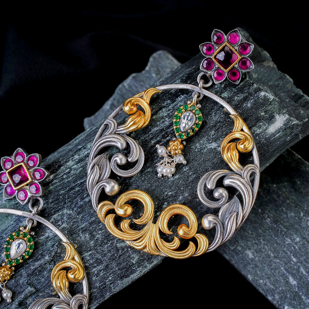 Regal Vintage Floral Hoop Earrings