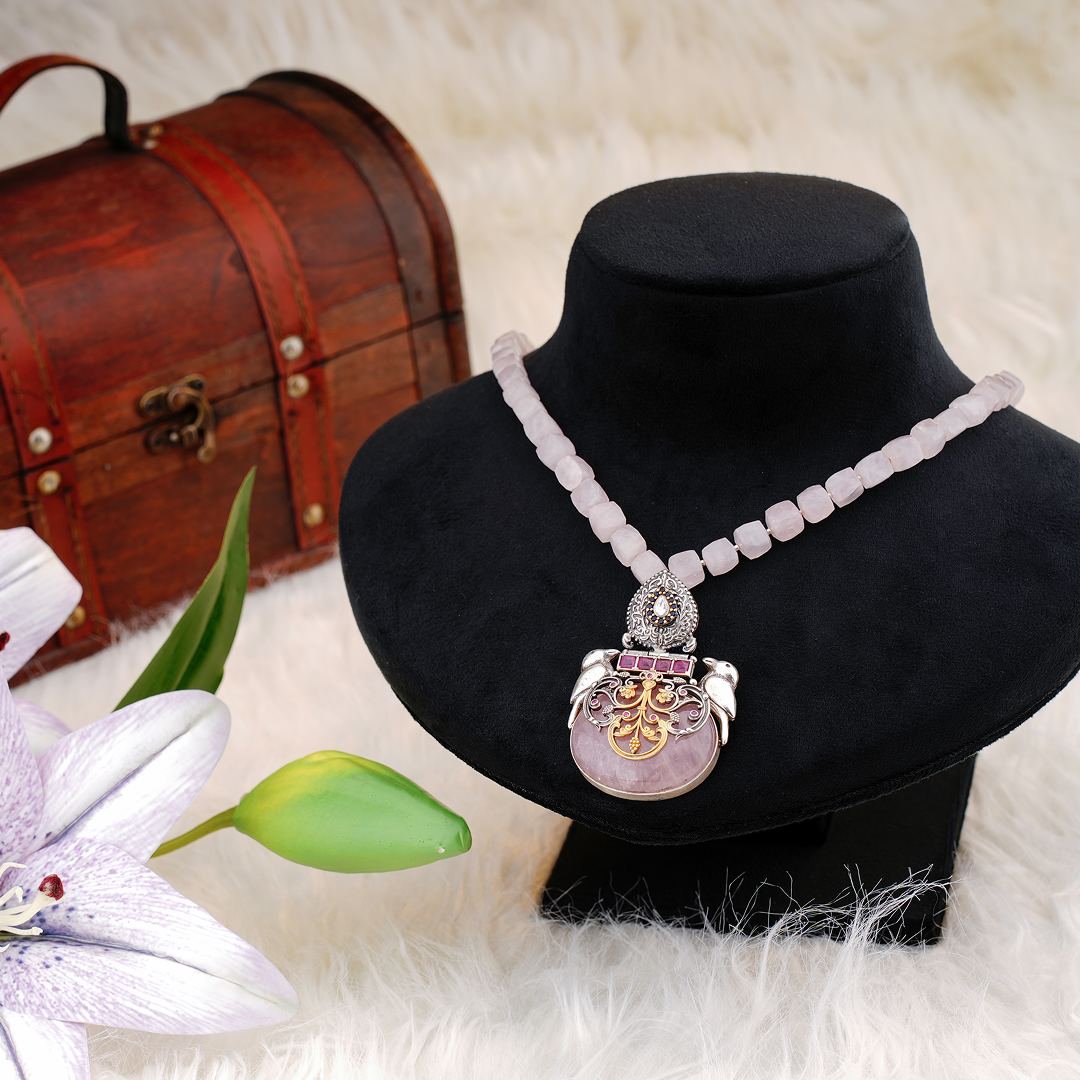Royal Rose Quartz Pendant Necklace
