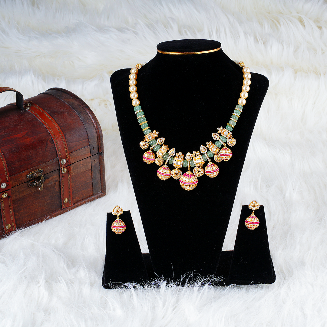 Majestic Kundan and Beaded Jadau Necklace