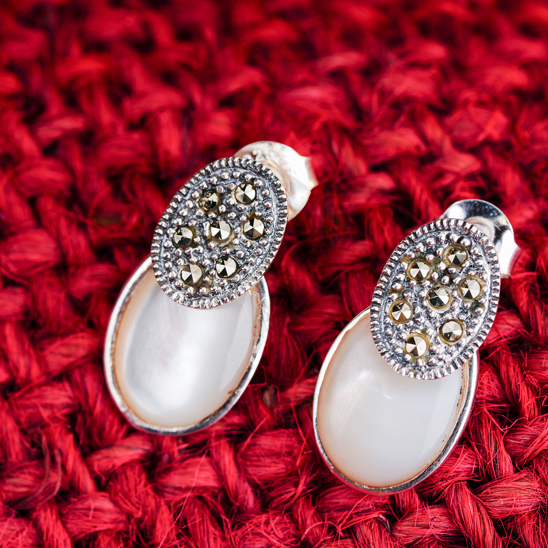 Marcasite & Mother-of-Pearl Drops