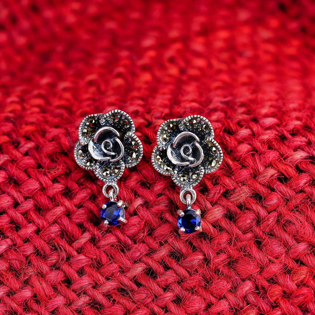 Midnight Rose Drop Earrings