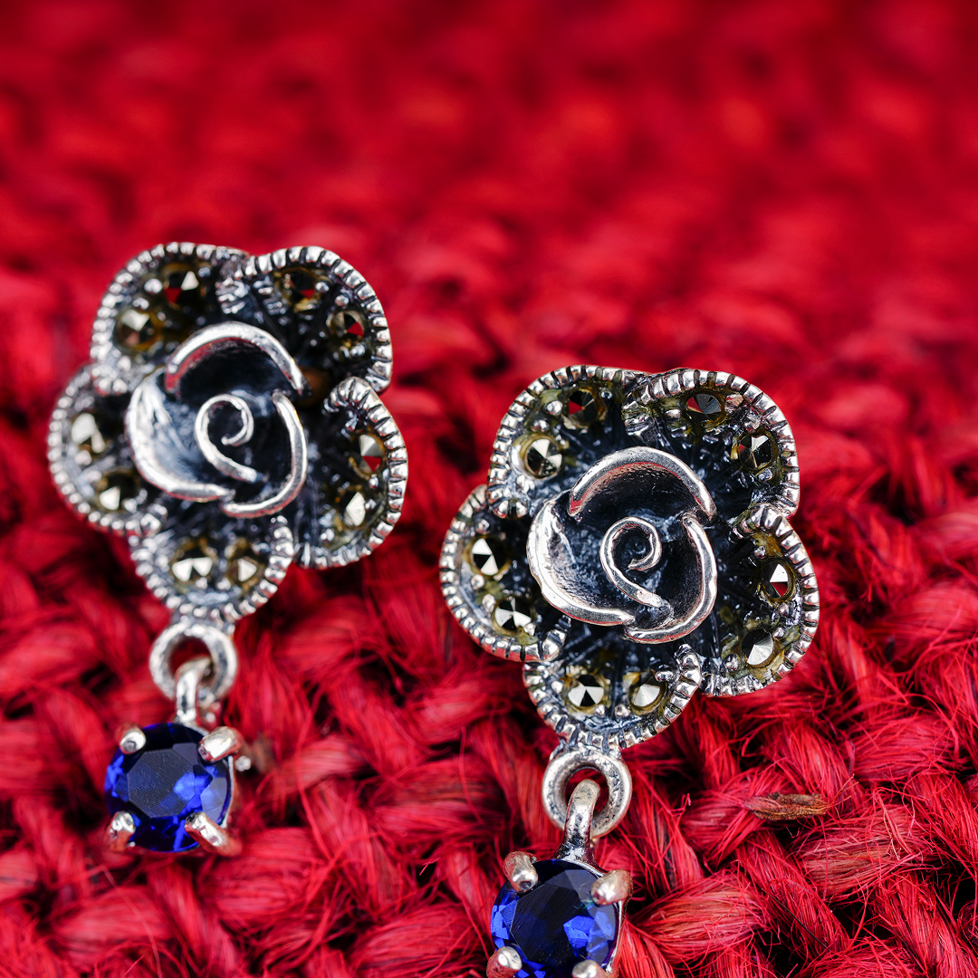 Midnight Rose Drop Earrings