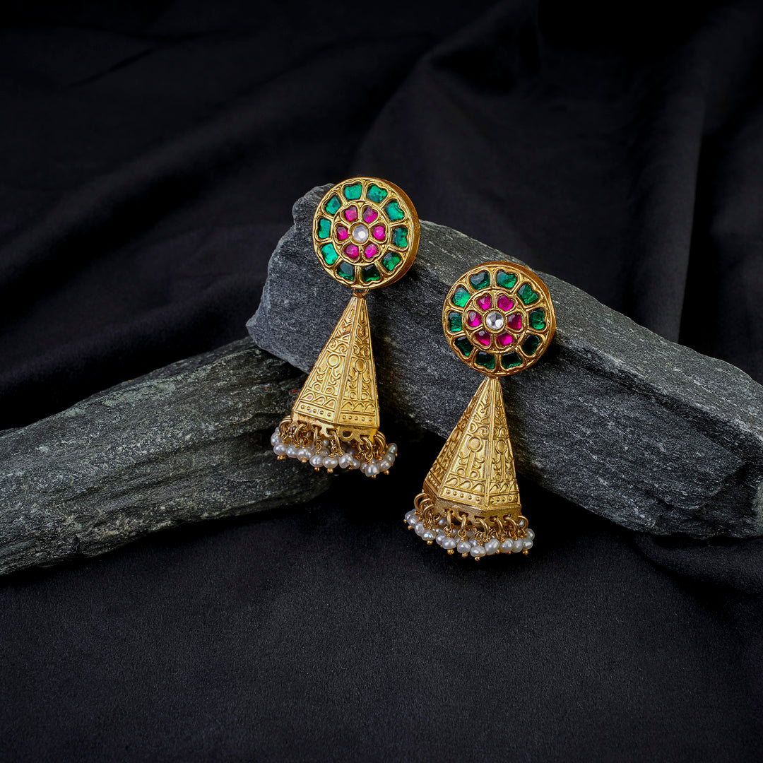 Meenakari Temple Drop Earrings