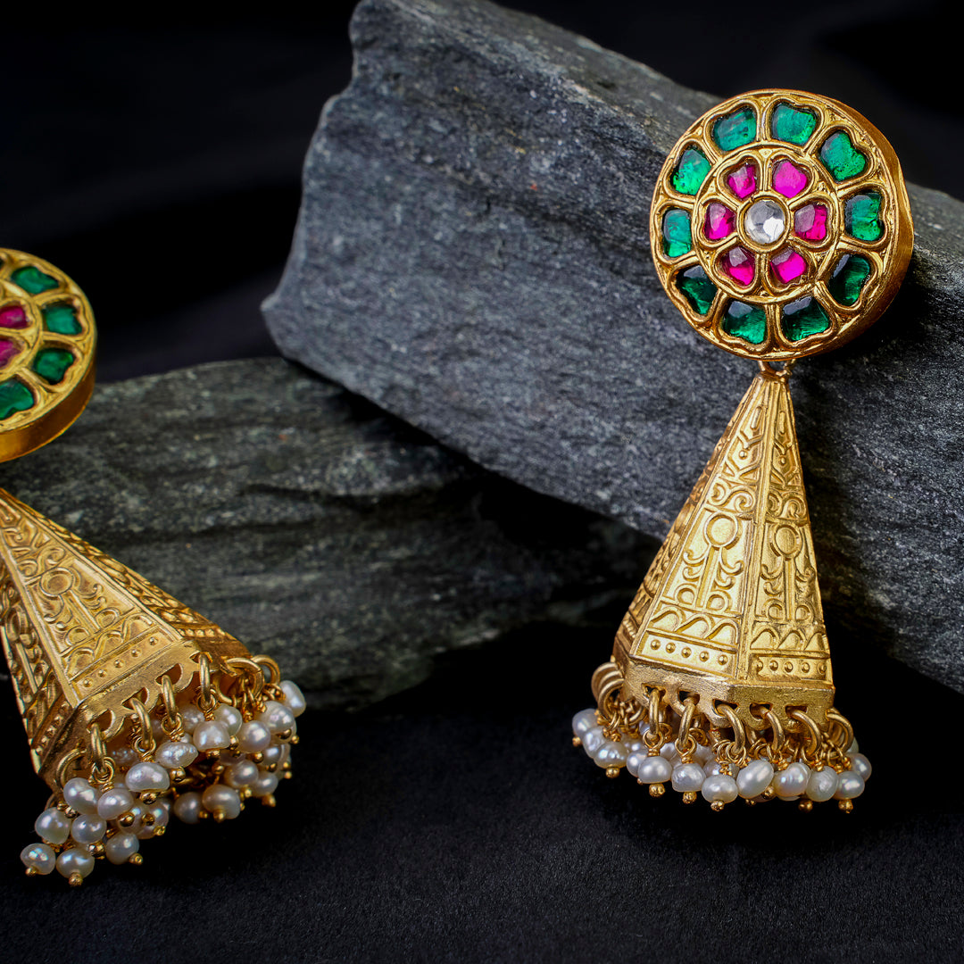 Meenakari Temple Drop Earrings