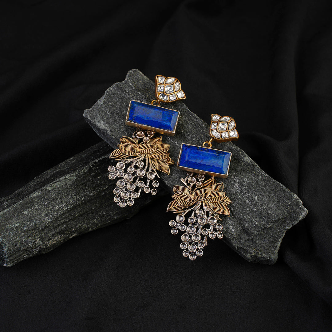 Royal Blue Floral Chandelier Earrings