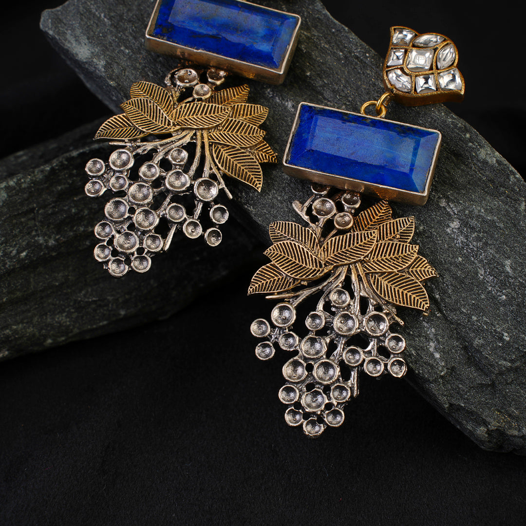 Royal Blue Floral Chandelier Earrings