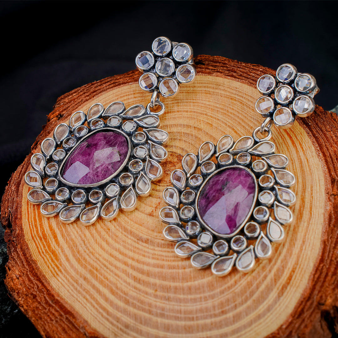 Royal Amethyst & Polki Statement Earrings