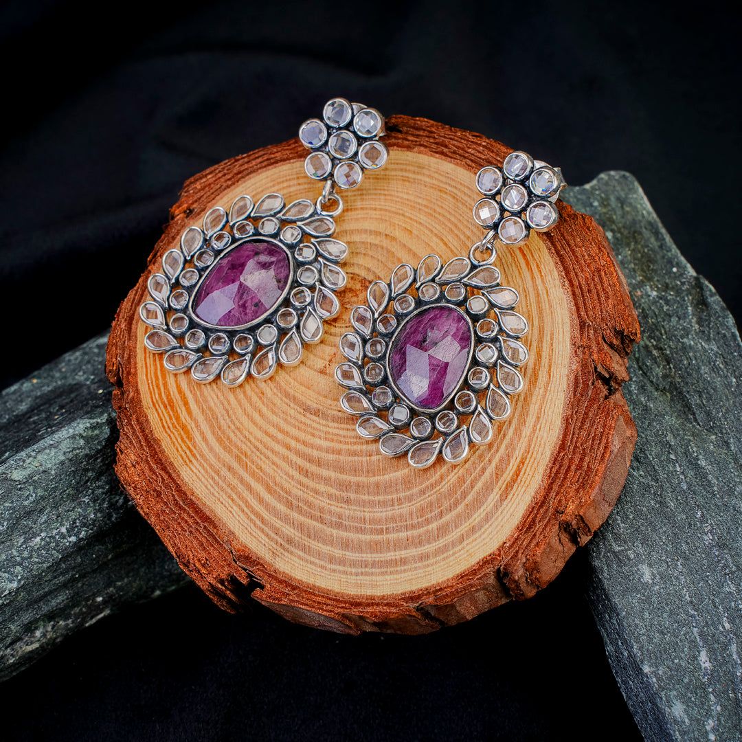 Royal Amethyst & Polki Statement Earrings