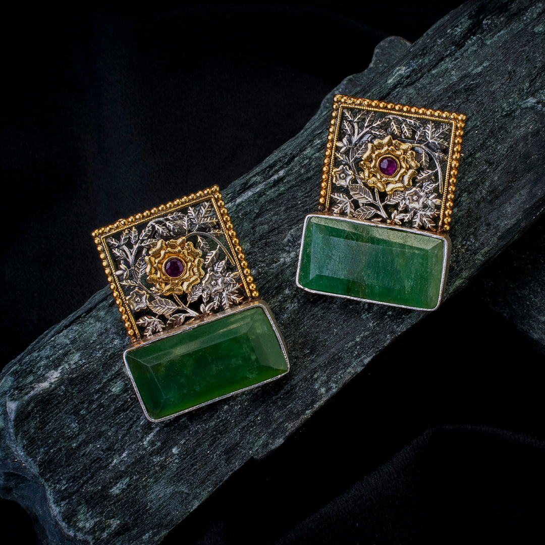 Regal Blossom Jade Earrings