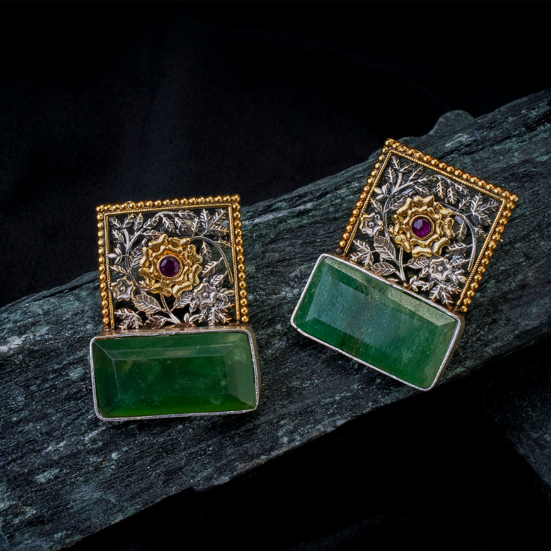 Regal Blossom Jade Earrings