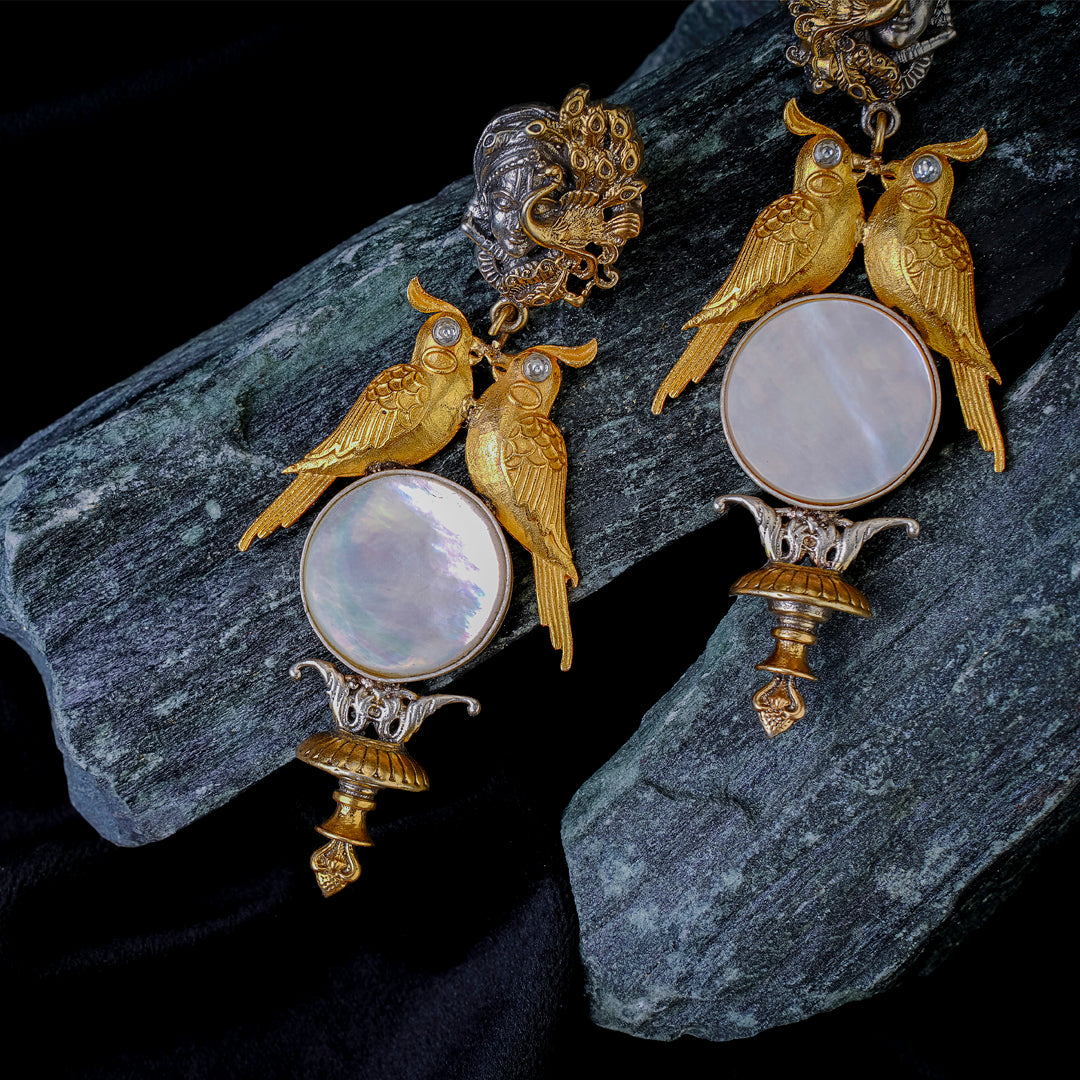 Royal Krishna Peacock MOP Earrings