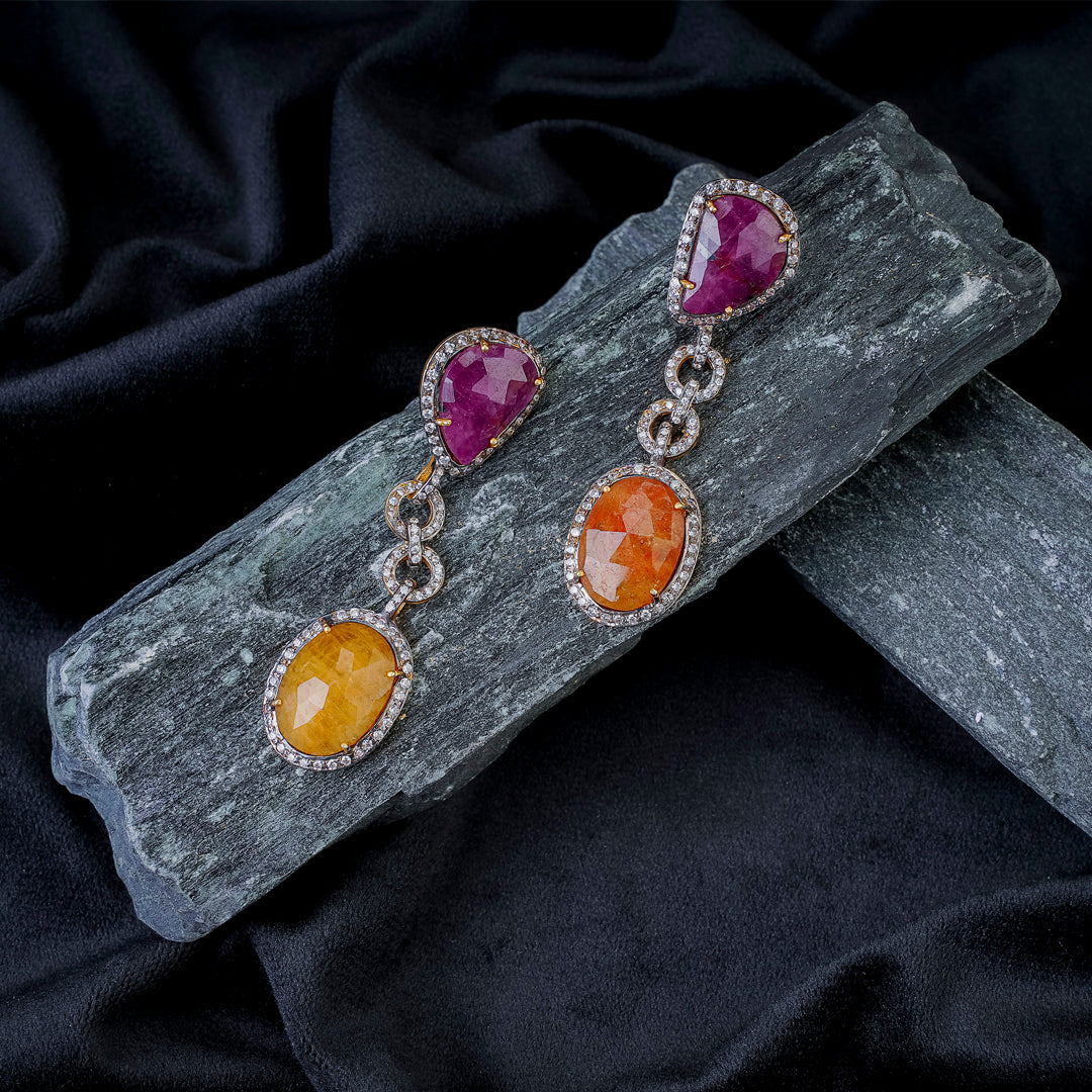 Royal Radiance Multi-Gem Dangle Earrings