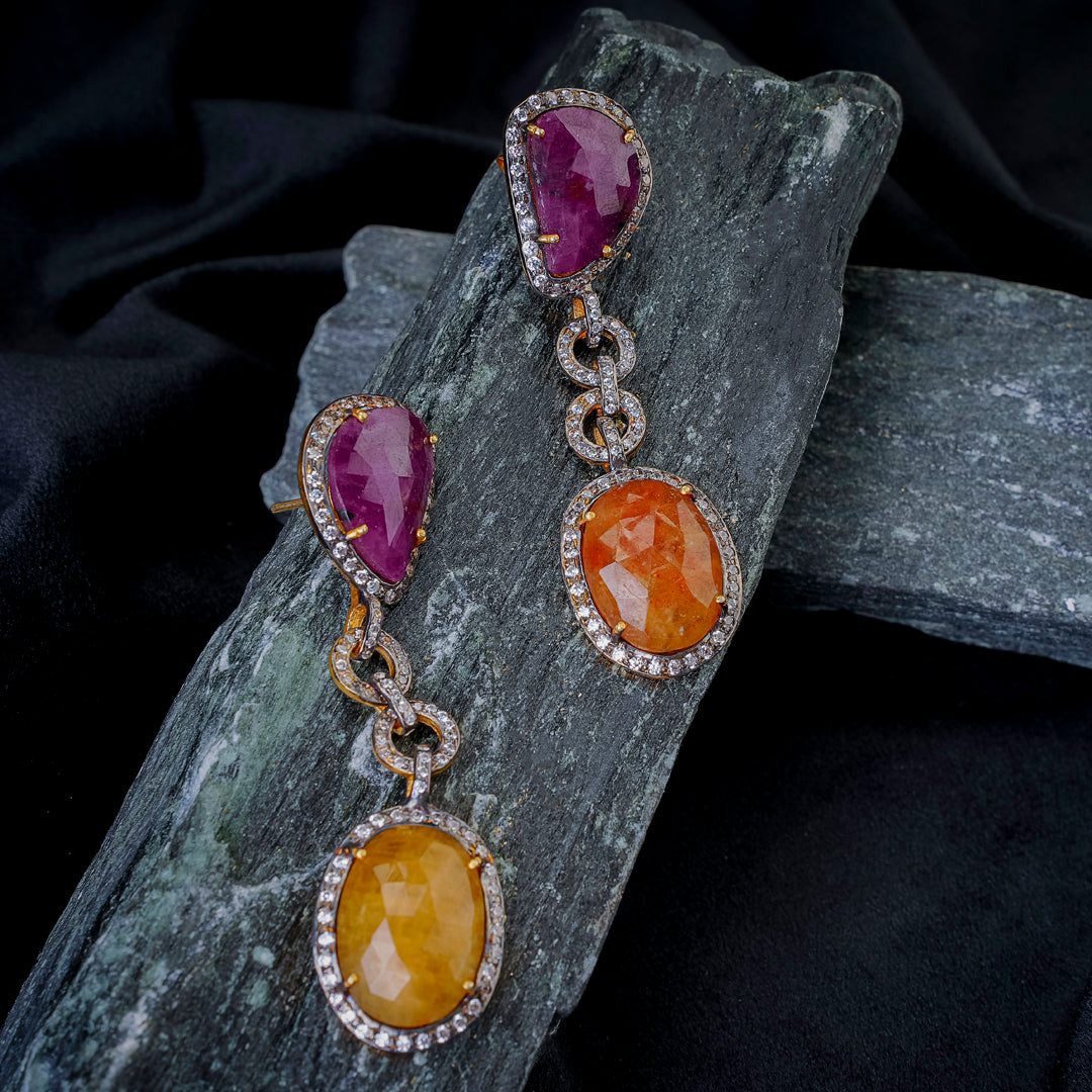 Royal Radiance Multi-Gem Dangle Earrings