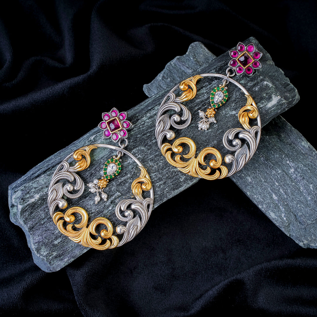 Regal Vintage Floral Hoop Earrings