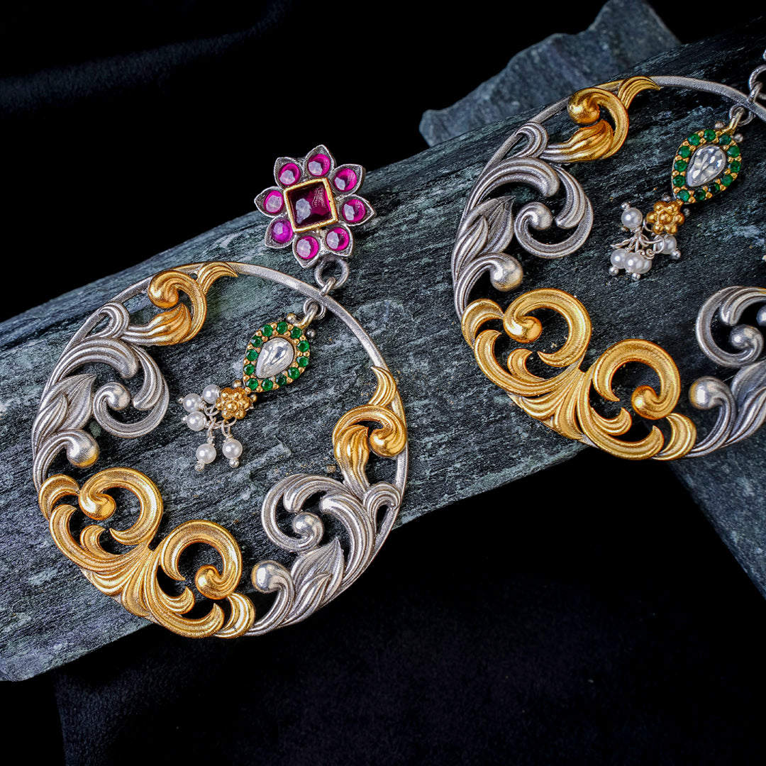 Regal Vintage Floral Hoop Earrings