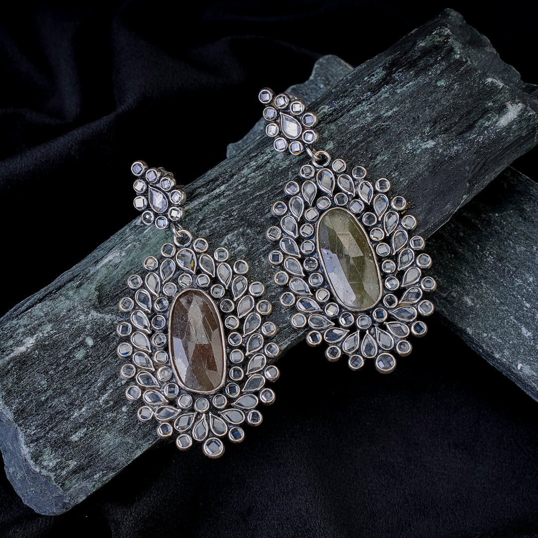 Antique Mirror Polki Drop Earrings