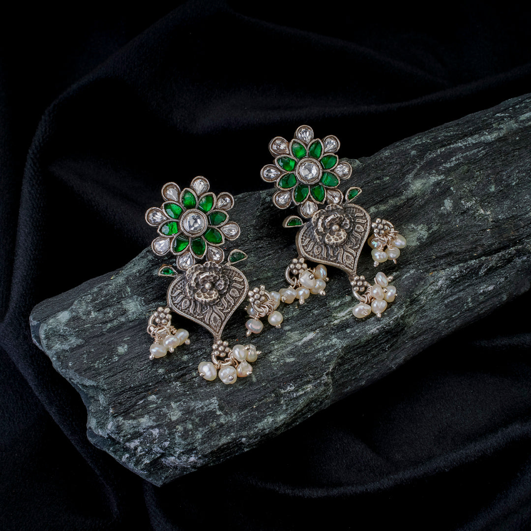 Green Rosy Rose Earrings
