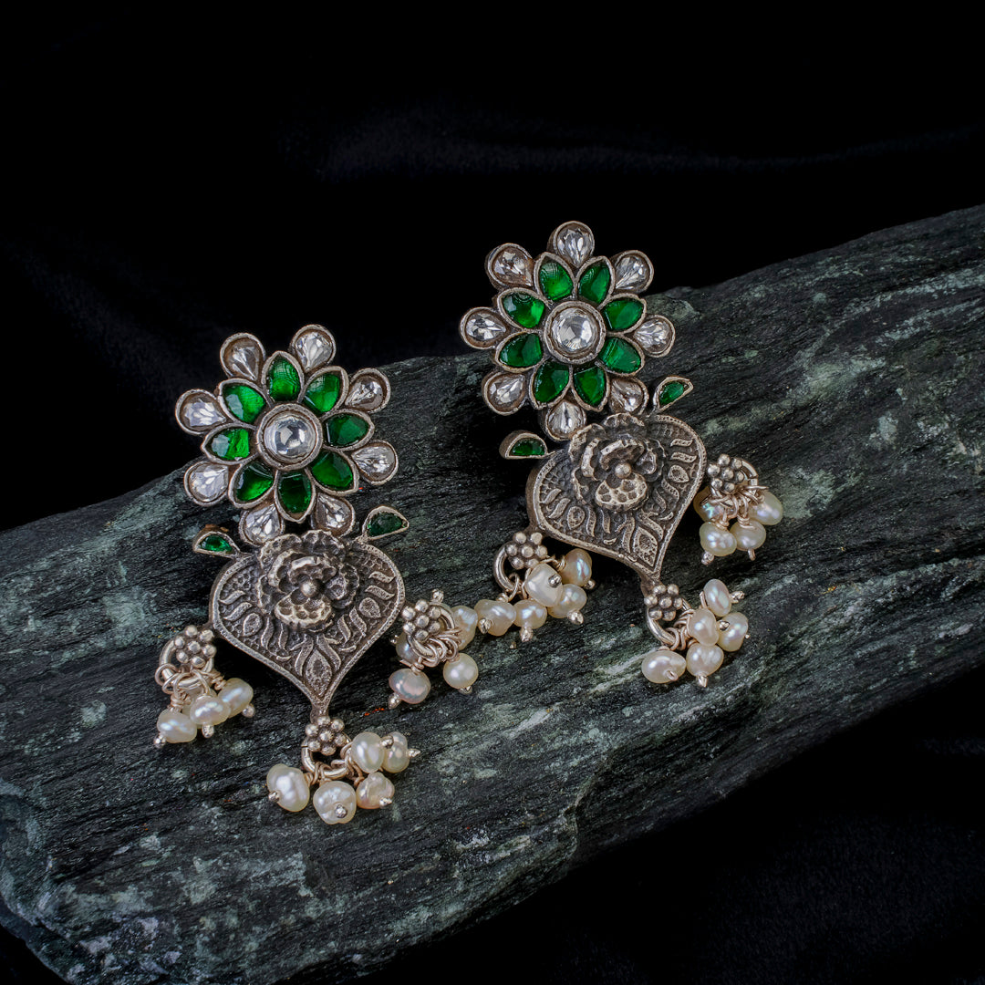 Green Rosy Rose Earrings