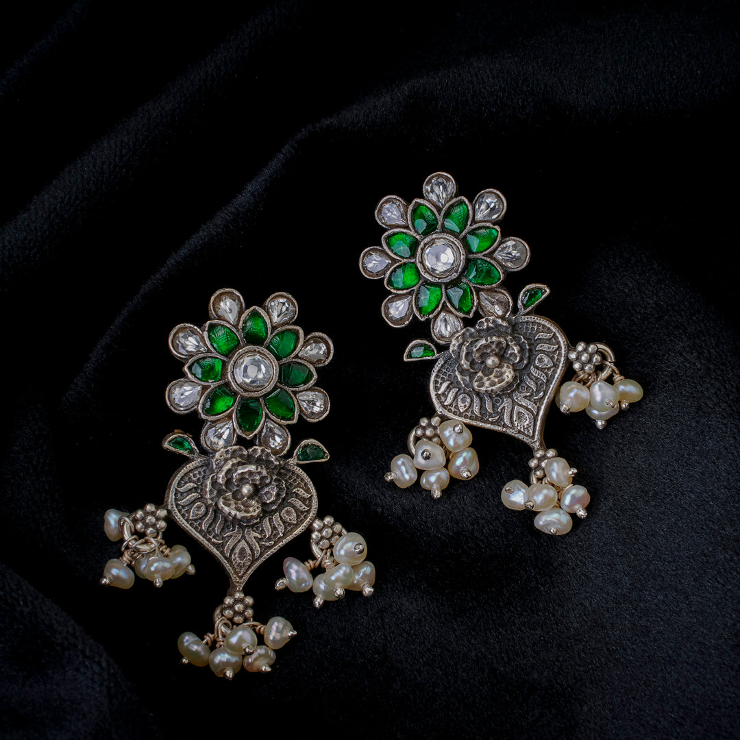 Green Rosy Rose Earrings