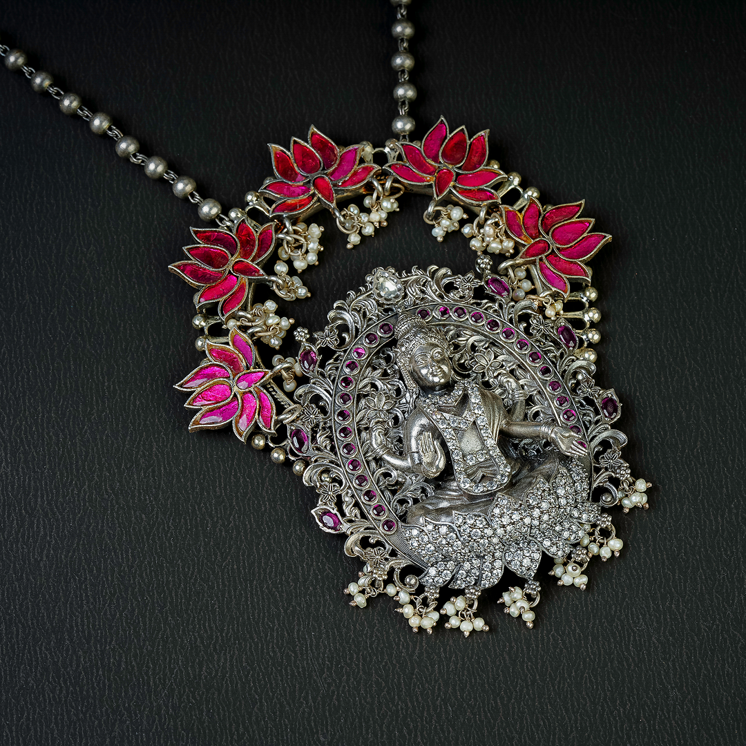 Divine Lakshmi Silver Pendant Necklace