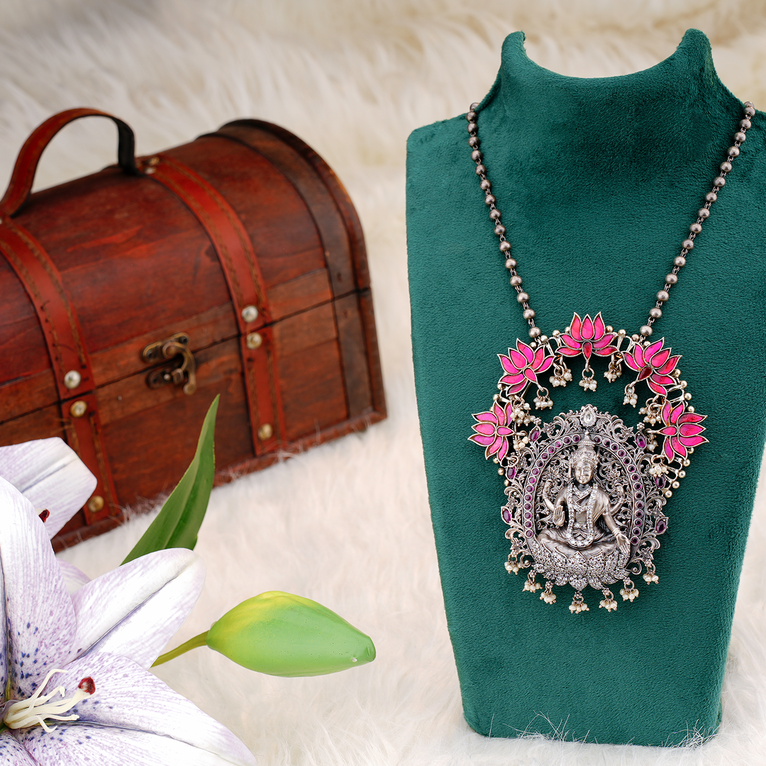 Divine Lakshmi Silver Pendant Necklace