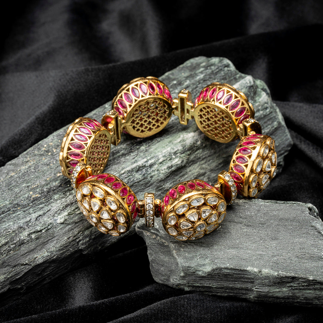 Mossonite Bracelet with ruby stone detailing