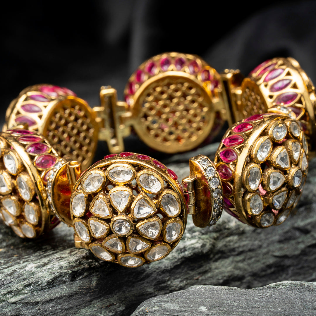 Mossonite Bracelet with ruby stone detailing