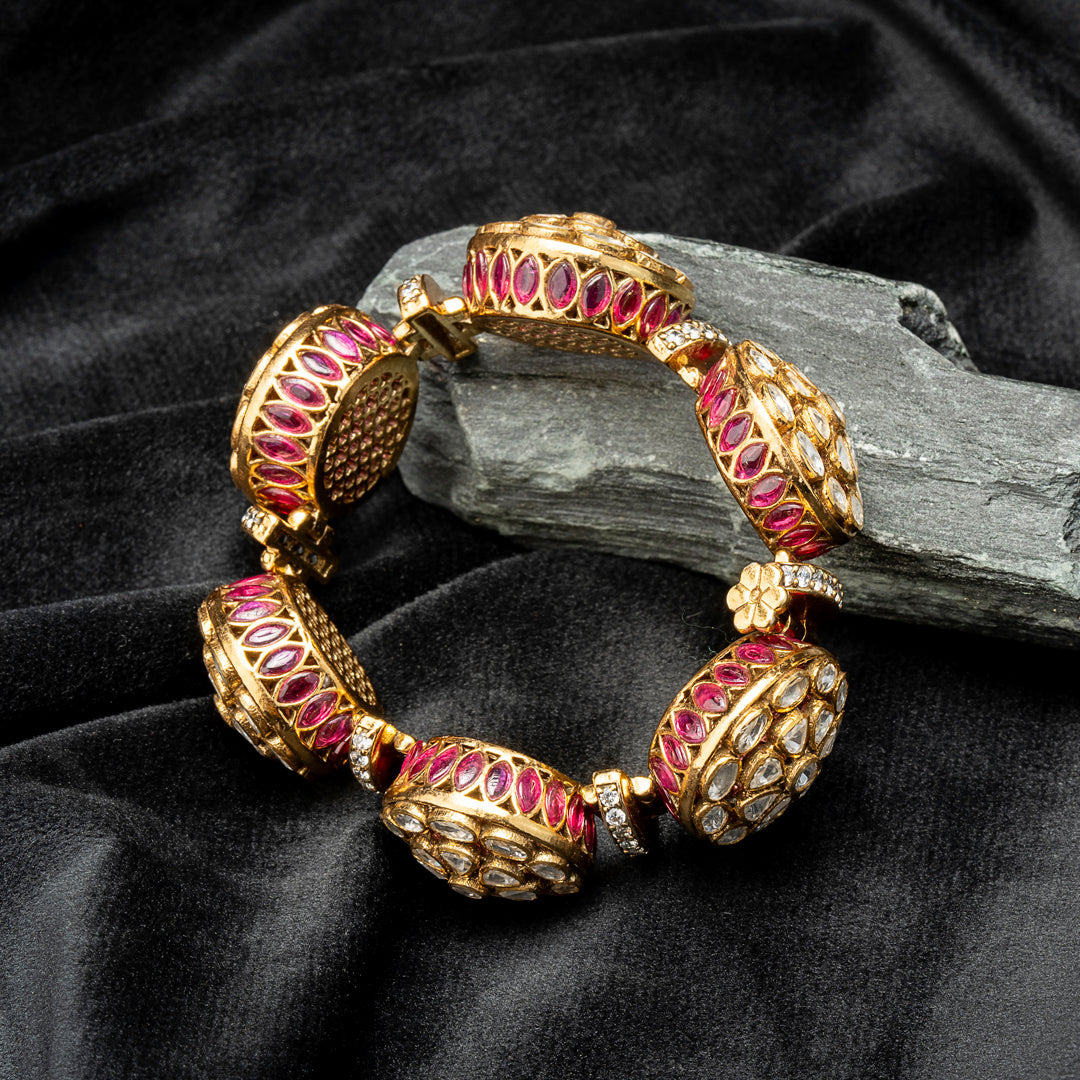 Mossonite Bracelet with ruby stone detailing
