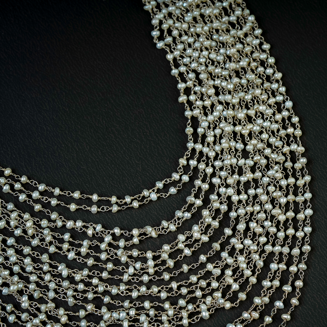 Elegant Multi-Strand Pearl Bead Necklace