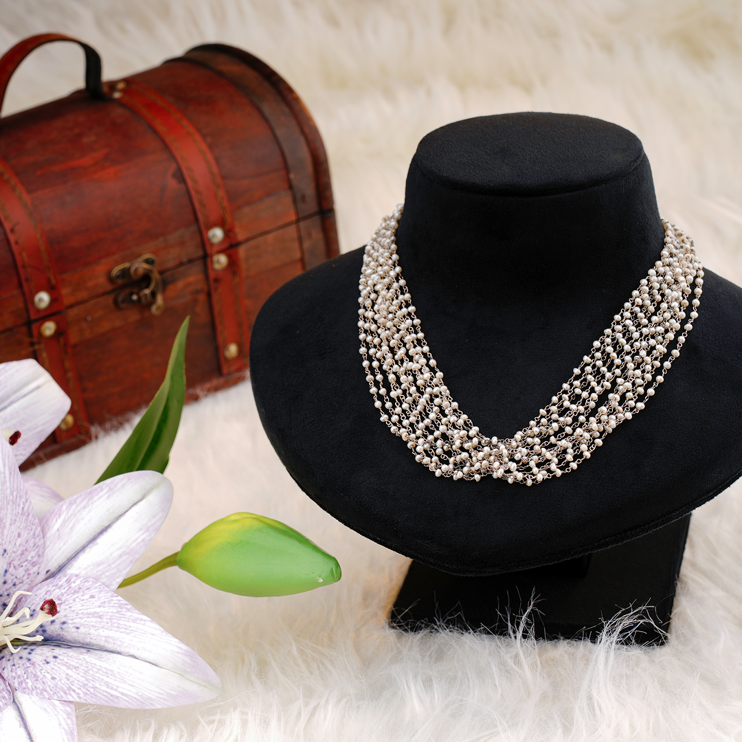 Elegant Multi-Strand Pearl Bead Necklace