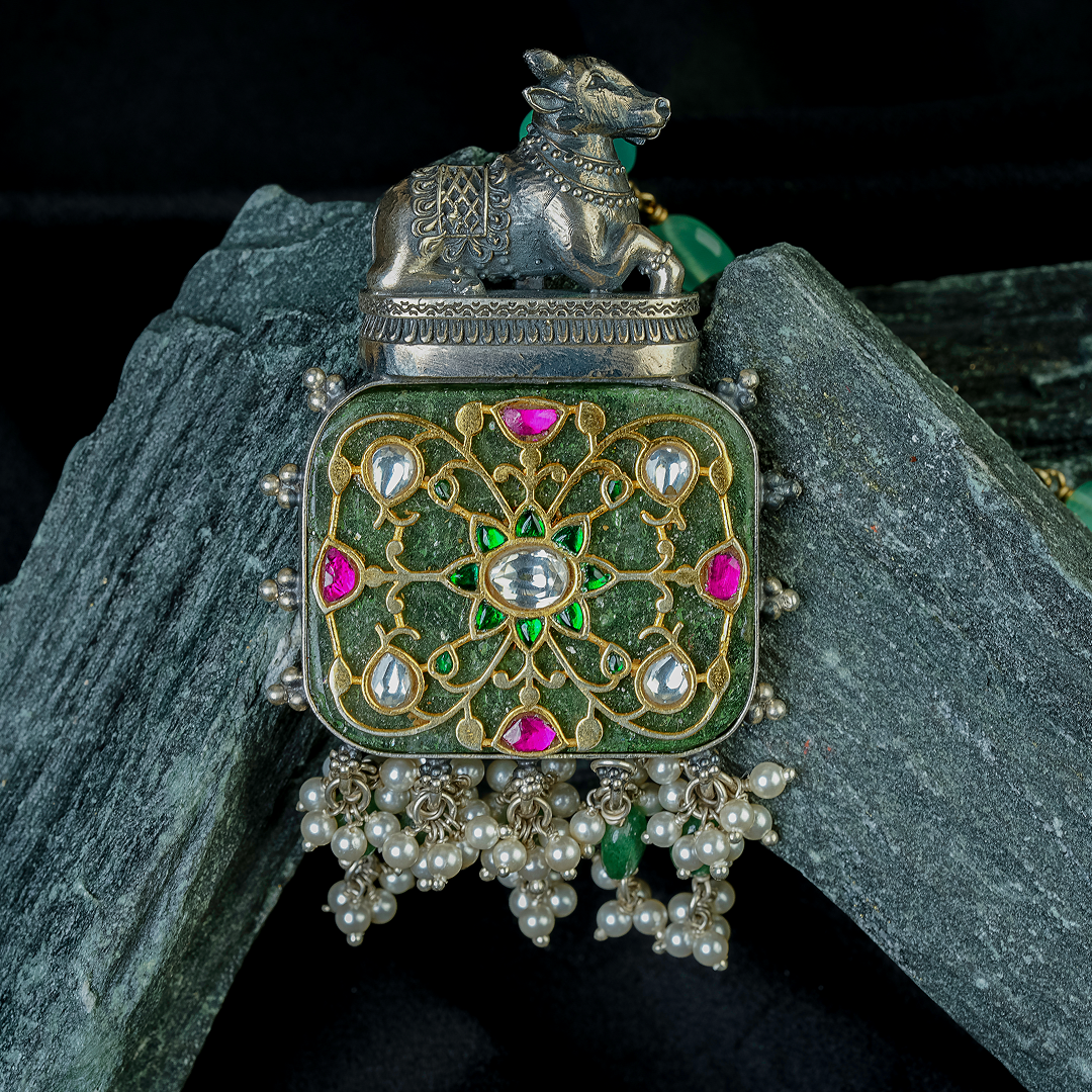 Emerald Mandala Nandi Necklace