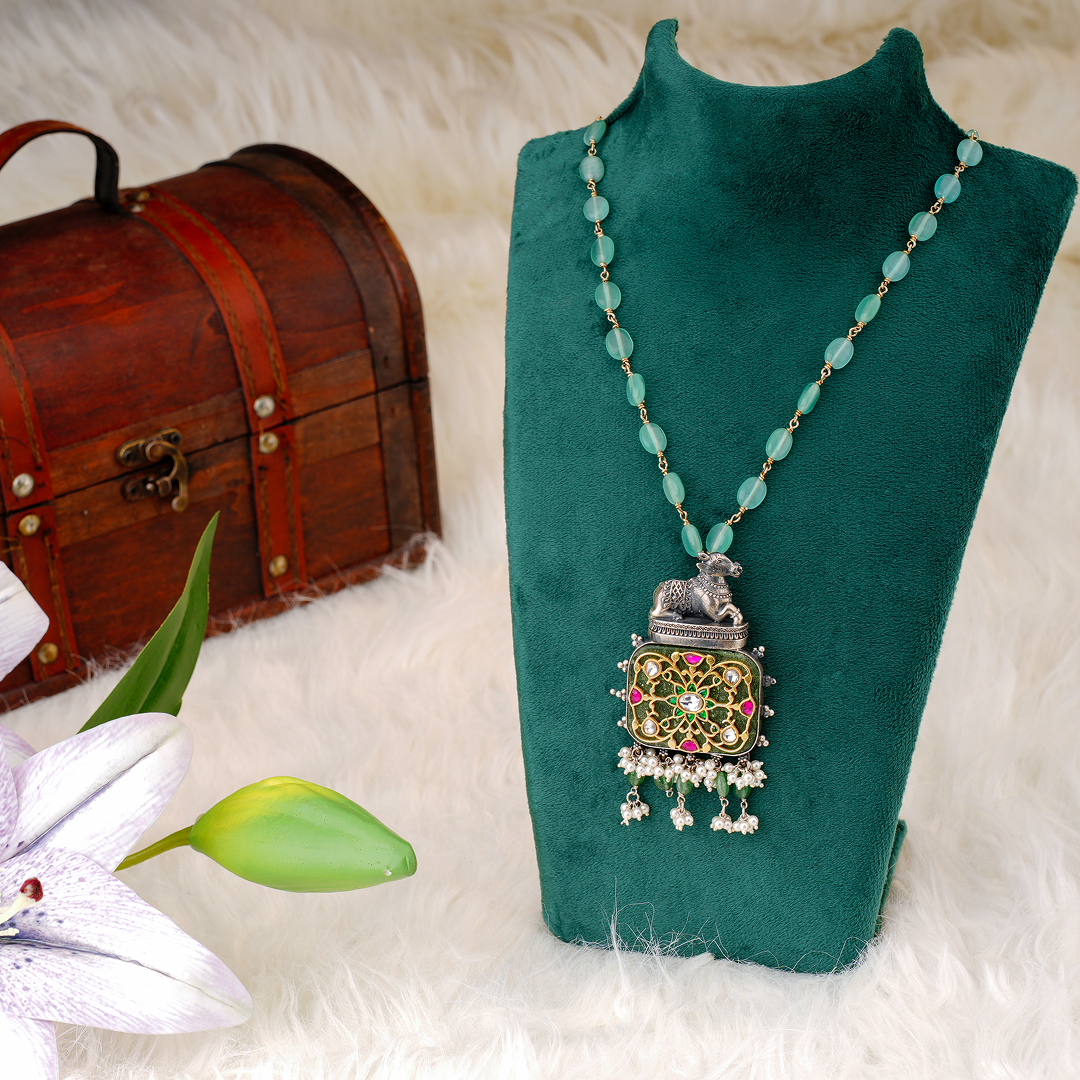 Emerald Mandala Nandi Necklace
