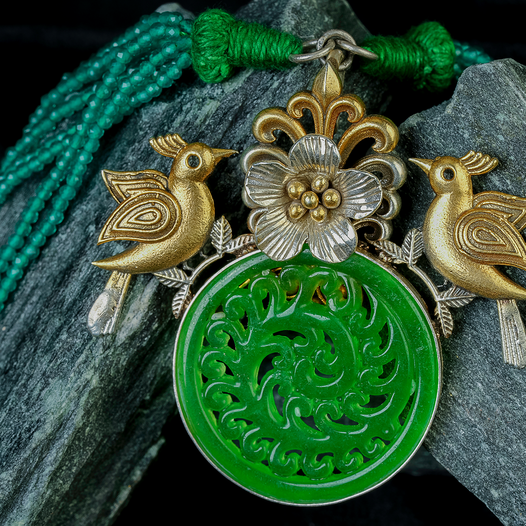 Emerald Harmony Bird Necklace
