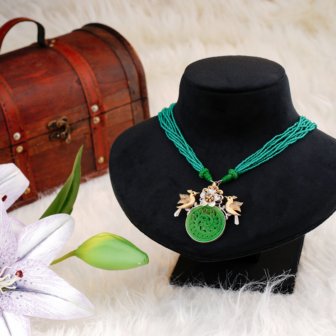 Emerald Harmony Bird Necklace